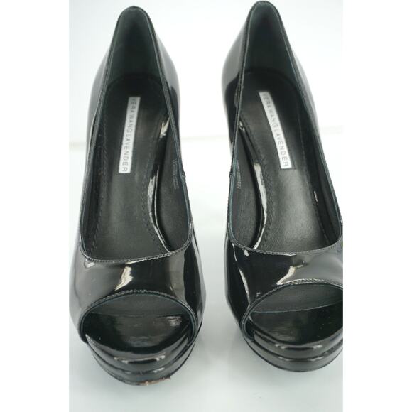 Vera Wang Lavender Nadia Black Patent Peep Toe Platform Heel Pumps SZ 6 New $298 - Picture 10 of 10
